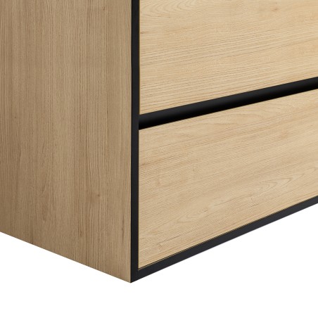 Ensemble meuble 120 bois détail noir-Vasque céramique-Miroirs ELY - Ensemble Meuble + Vasque + Miroir - Bain-bain