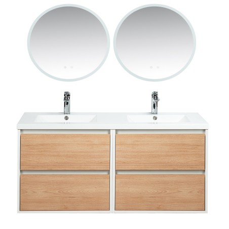 Ensemble meuble 120 blanc effet bois-Vasque résine-Miroirs JOY - Ensemble Meuble + Vasque + Miroir - Bain-bain