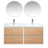Ensemble meuble 120 blanc effet bois-Vasque résine-Miroirs JOY - Ensemble Meuble + Vasque + Miroir - Bain-bain